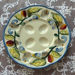 Fitz and Floyd Ricamo Ceramic Egg Plate